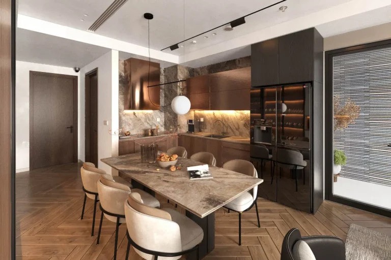 Capital Elite - phối cảnh bếp - bàn ăn căn 105 m2