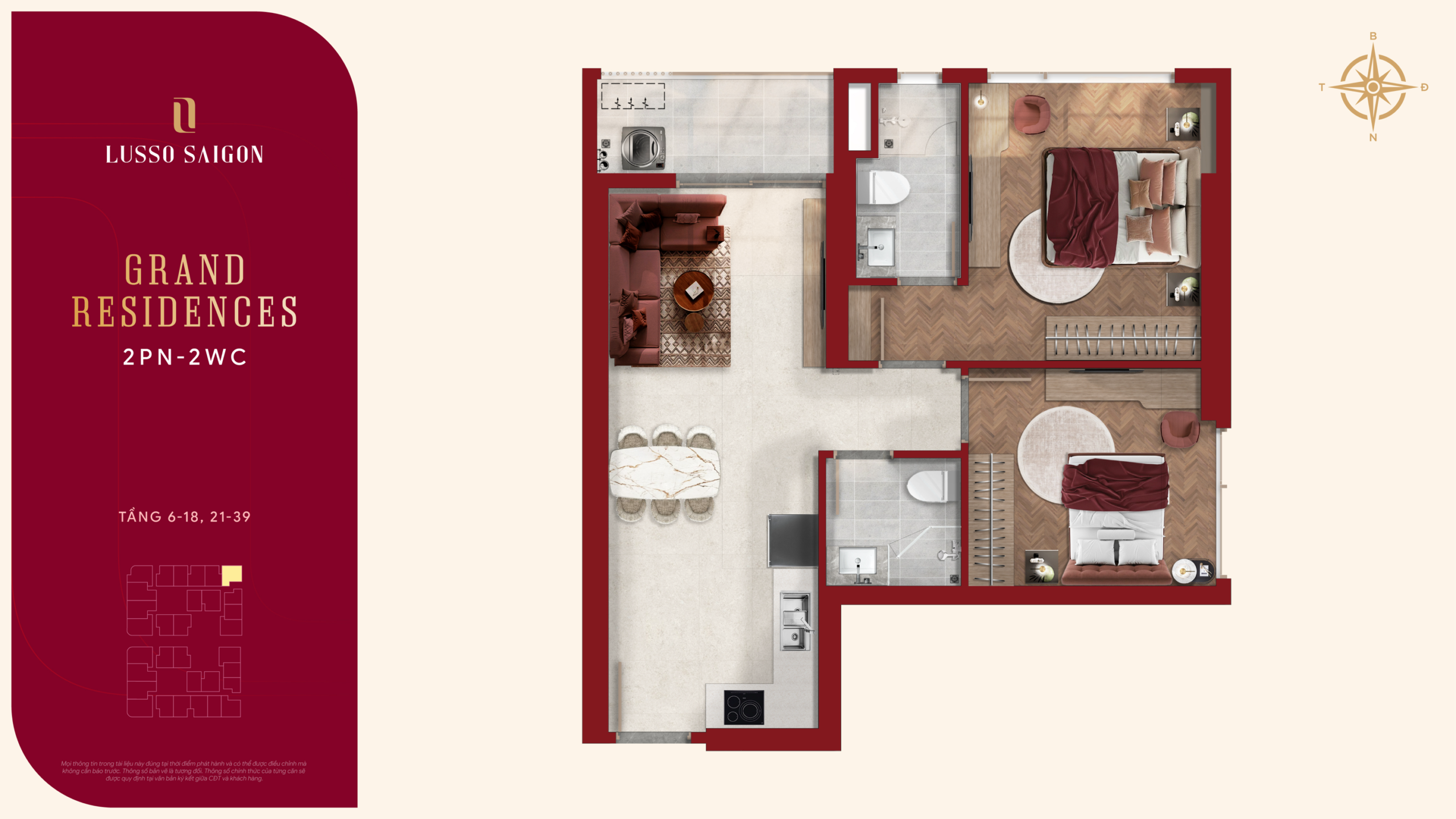Grand Residences 2PN 2WC - Layout 1