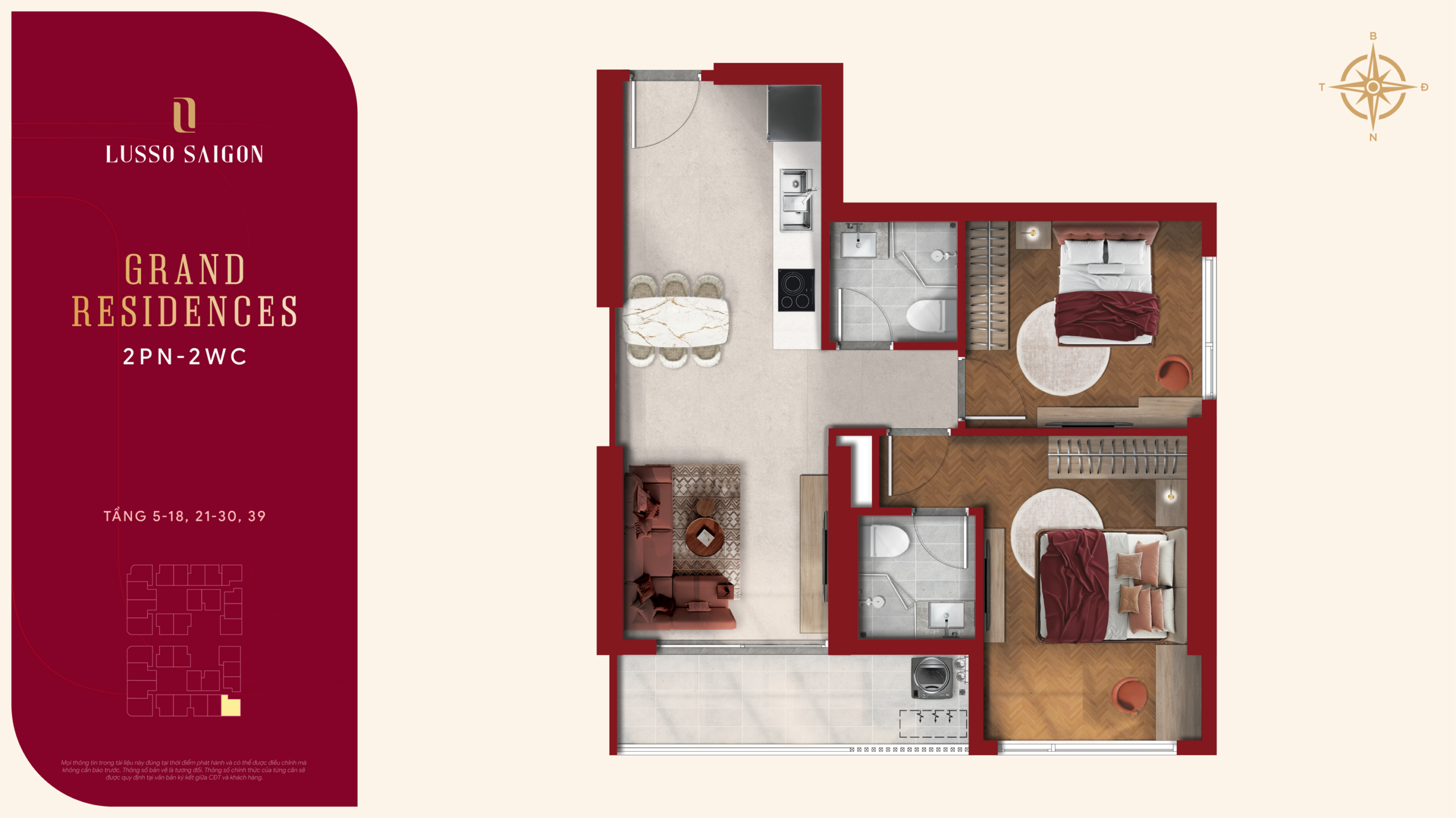 Grand Residences 2PN 2WC - Layout 3