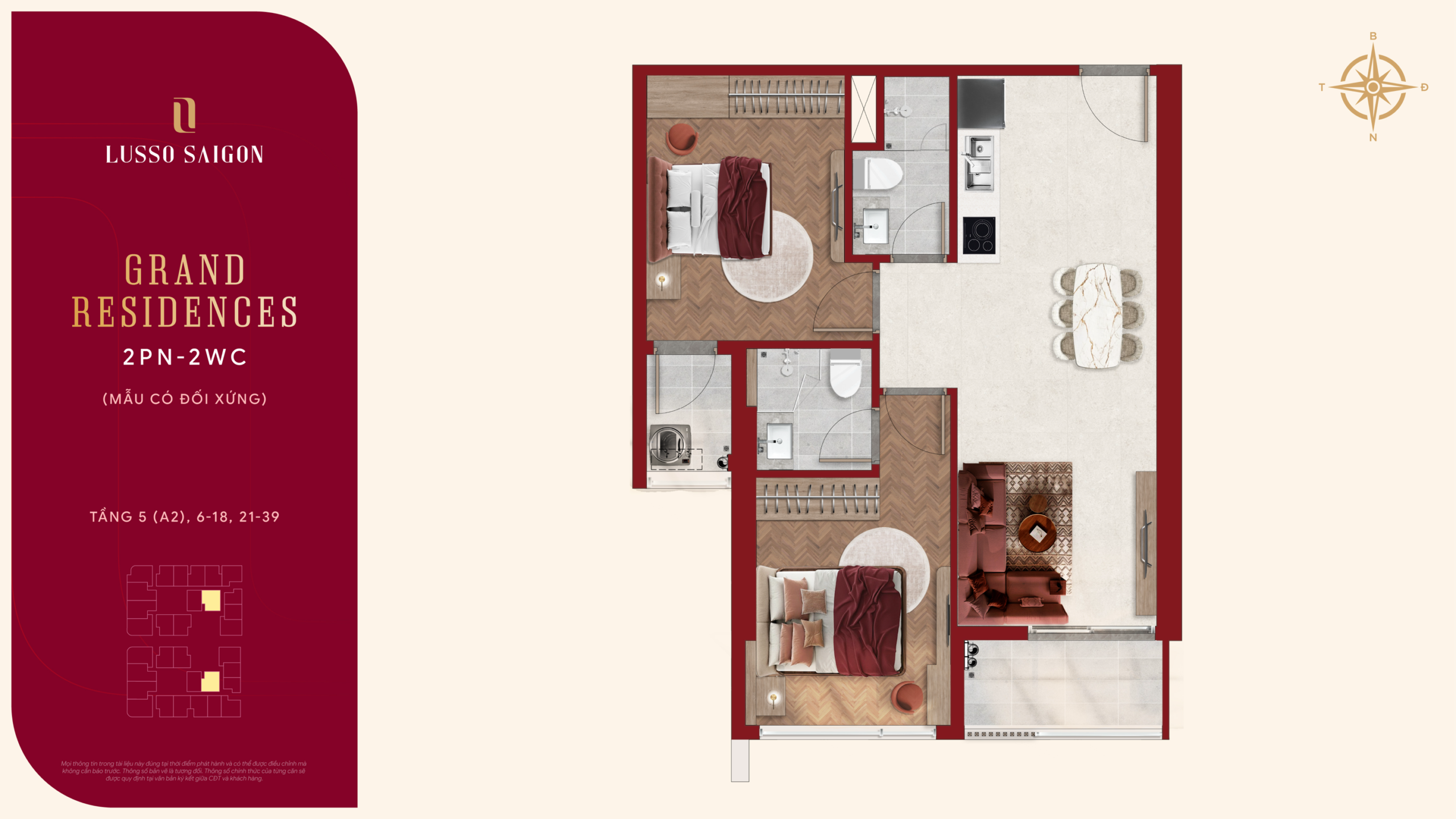Grand Residences 2PN 2WC - Layout 4